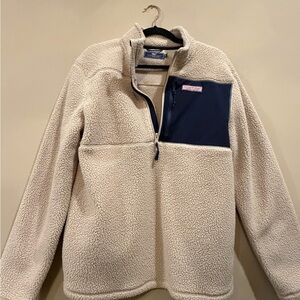 Vineyard Vines Beige and Dark Blue Fleece Jacket